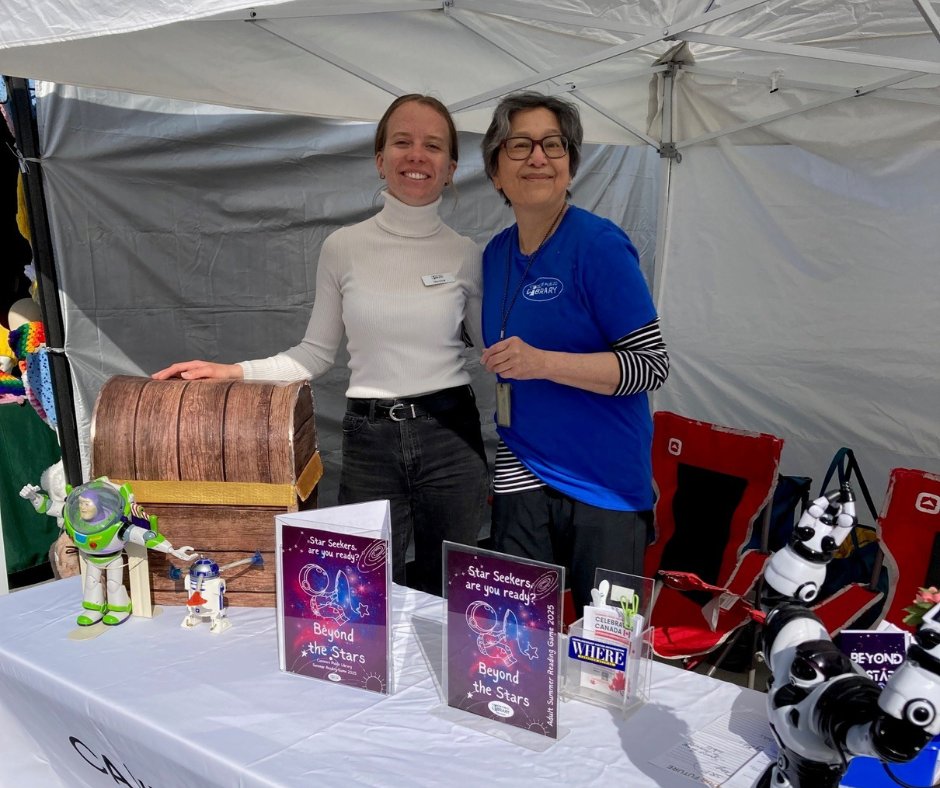 CanmoreLibrary's tweet image. 🚀 Star Seekers, report for duty!
Visit us at the Canmore Mountain Market today (June 26) to join the 2025 Summer Reading Game: Beyond the Stars! 🌌📚
🎁 Prizes await: bit.ly/43Tqn1P
#canmorepubliclibrary #beyondthestars #summerreadinggame #canmore #libraryprogram
