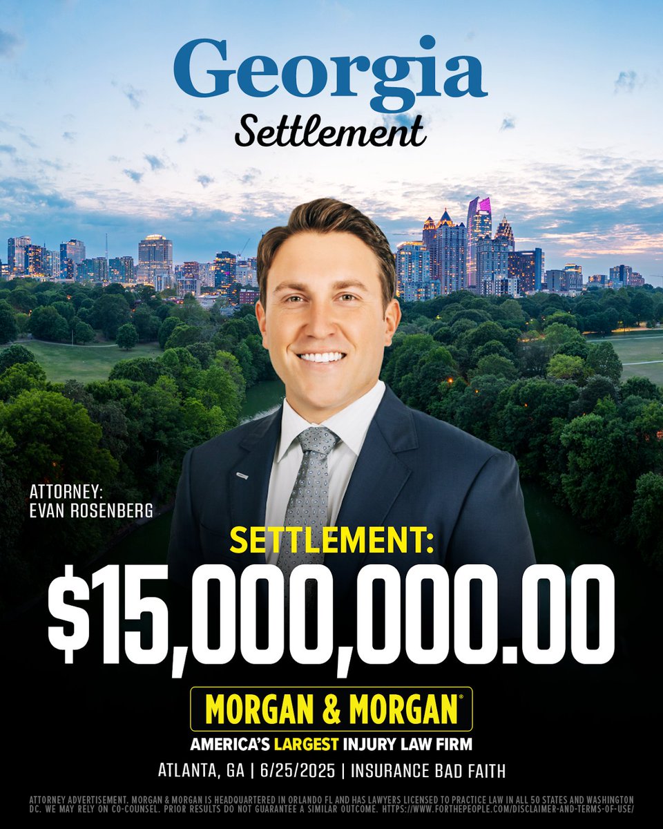 Attorney Evan Rosenberg received a $15,000,000 settlement for our client in Georgia.

They have power. We have purpose. And we’re not afraid to use it. 💪 #ForThePeople
