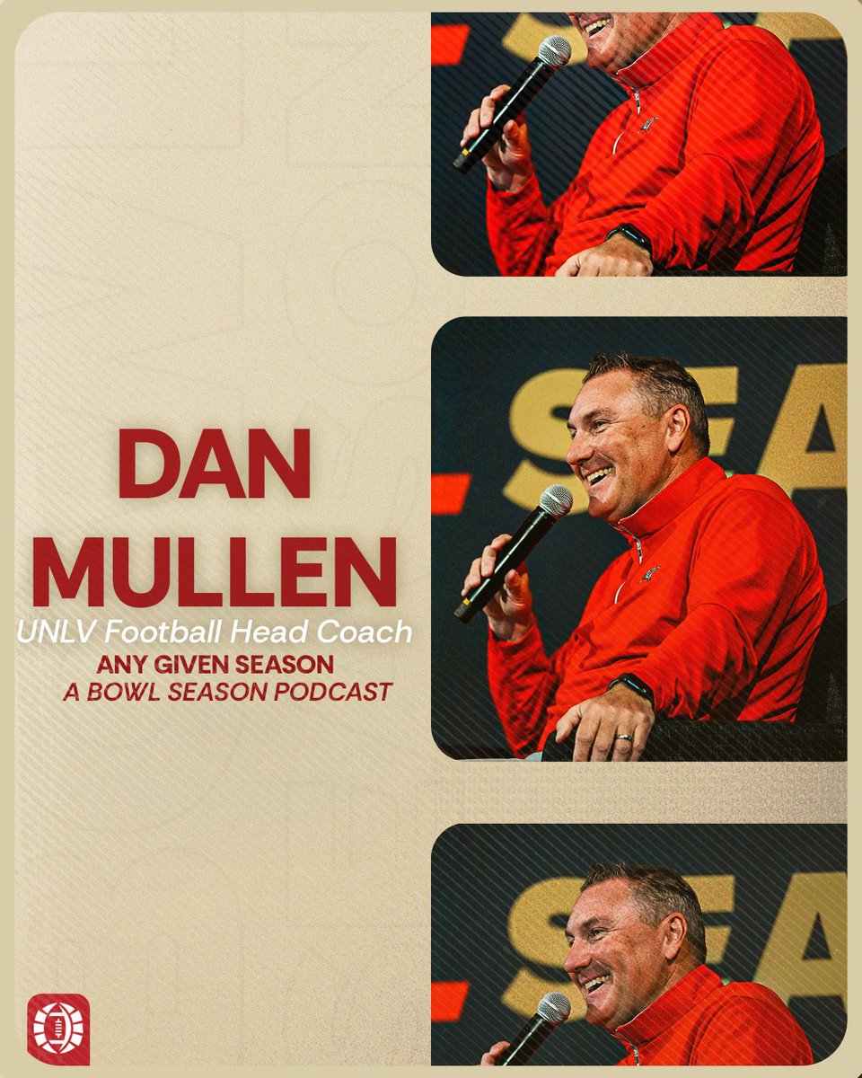 🚨New ‘Any Given Season’ Episode🚨

Don’t miss our sit down recorded live at the 2025 Bowl Season Annual Meeting in Las Vegas with @coachdanmullen - listen now via the link in out bio #bowlseason #anygivenseason #unlvfootball #BEaREBEL
