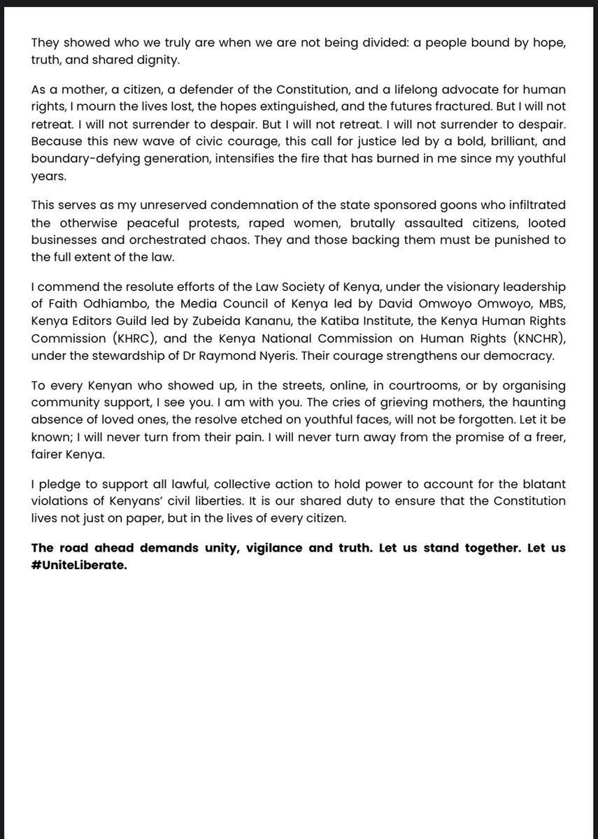 My unreserved condemnation of the state sponsored goons who infiltrated the otherwise peaceful protests, raped women, brutally assaulted citizens, looted businesses and orchestrated chaos. 

They and those backing them must be punished to the full extent of the law!

#June25th