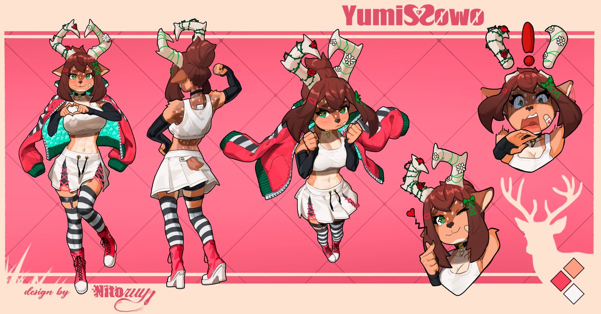 nitoruyart's tweet image. Ref Sheet feito para a Vtuber @yumiS2owo
amei desenhรก-la! obrigado pela oportunidade de fazer o redesign
#refsheet #Commission #furry #art