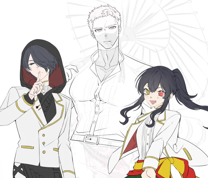 桜に幕がまだ描き途中だけど、よもやの男ども対格差がすごすぎる。
