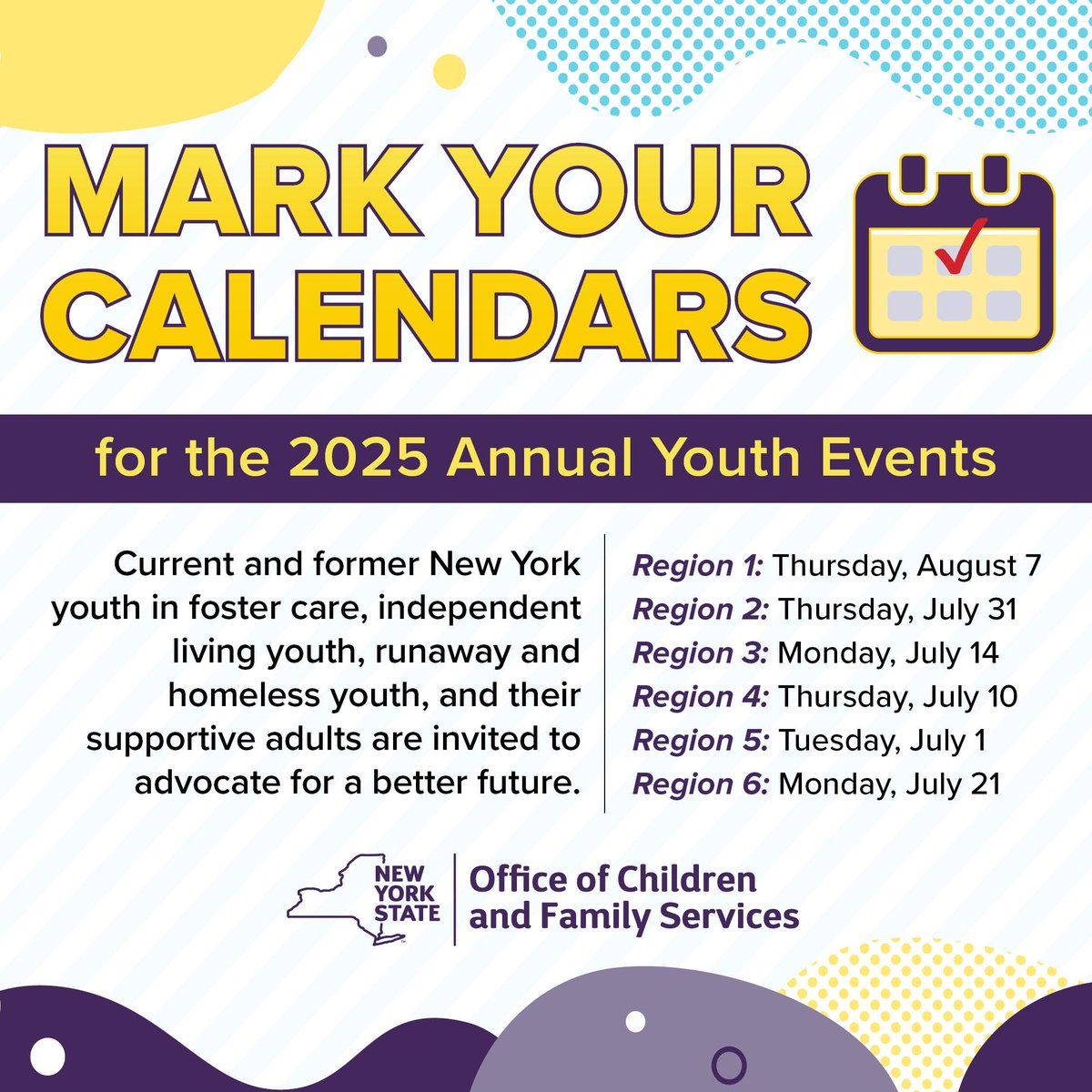 NYS OCFS (@nysocfs) on Twitter photo 📣The Annual Youth Events are back!📣 #NYSOCFS is proud to partner with <a href="/YIPNewYork/">Youth in Progress NY</a> and <a href="/RockefellerColl/">Rockefeller College</a> PDP for six youth speak outs that aim to build a better future for those who have experiences in the child welfare system. Find an event near you: youthinprogress.org/news/2025-yout… 📣The Annual Youth Events are back!📣 #NYSOCFS is proud to partner with <a href="/YIPNewYork/">Youth in Progress NY</a> and <a href="/RockefellerColl/">Rockefeller College</a> PDP for six youth speak outs that aim to build a better future for those who have experiences in the child welfare system. Find an event near you: youthinprogress.org/news/2025-yout…