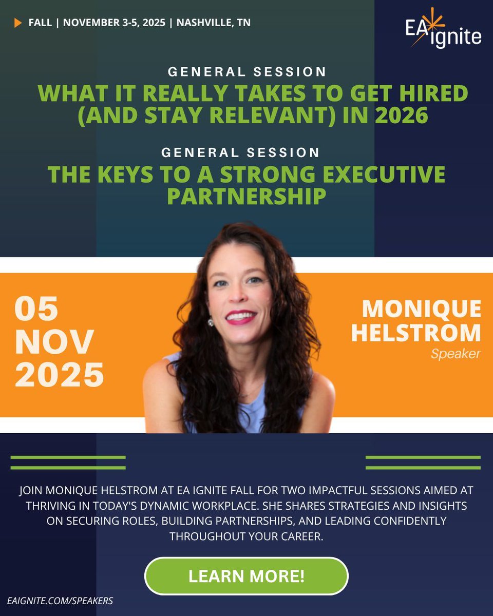 Welcome Monique Helstrom to the EA Ignite Fall stage!

With nearly three decades of experience, and a past life as the powerhouse EA to Simon Sinek, Monique Helstrom knows what it takes to build high-performing people and partnerships. 

Learn more: buff.ly/xiyqFGg