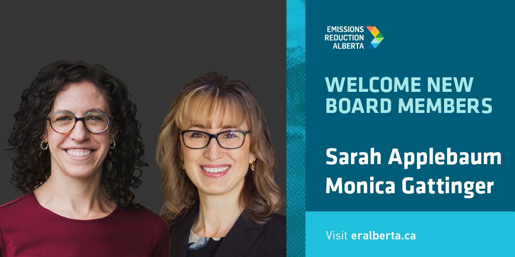 ERA’s newest Board Members, Sarah Applebaum and Dr. Monica Gattinger, are impressive thought-leaders and industry experts. Welcome to the team!

Read more: eralberta.ca/media-releases…