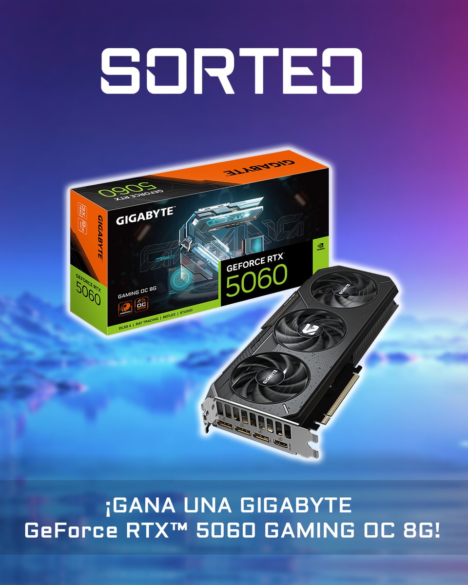 aorus_es's tweet image. 🎁 ¡¡¡ HORA DE 𝗦𝗢𝗥𝗧𝗘𝗢 !!! 🎁
🎉 ¡¡Participa y llévate esta RTX 5060 GAMING OC !!!
¿Quieres ganarla?
1️⃣ - Haz RT
2️⃣ - Sigue a @aorus_es
3️⃣ - Comenta para que la usarías y menciona a un amig@
🗳30/06/2025 ☘️ ¡Suerte a todos!