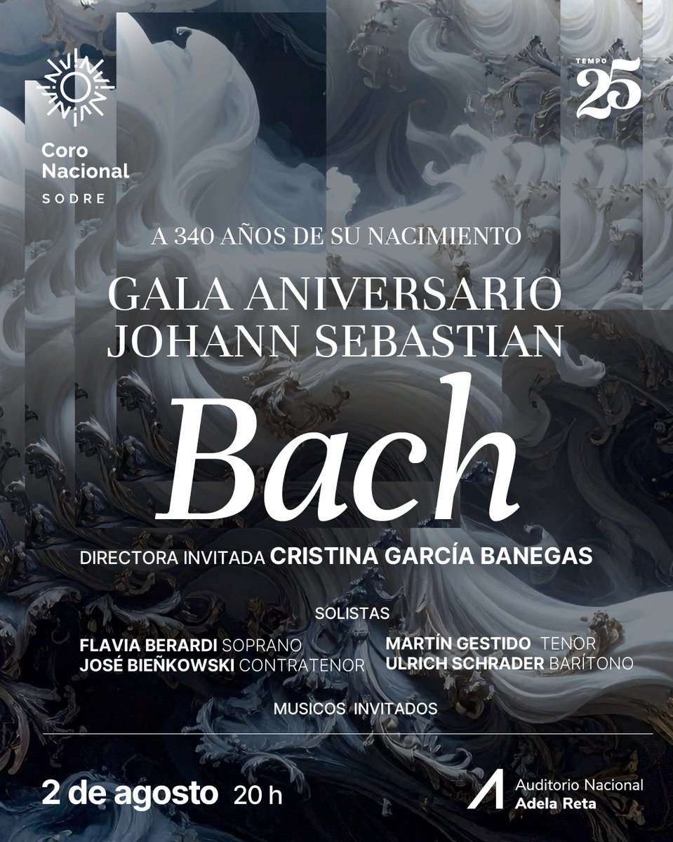 Una noche dedicada al genio de J. S. Bach, con interpretaciones del Coro Nacional del Sodre bajo la dirección de Cristina García Banegas, los solistas Flavia Berardi, José Bienkovski, Martín Gestido y Ulrich Schrader y músicos invitados.

📅 2 de agosto
🎟️ bit.ly/G4L4B4