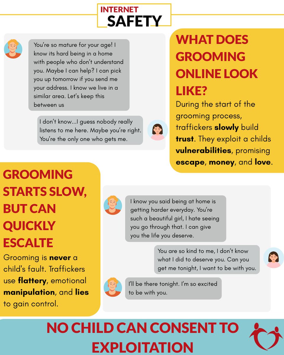 Not everyone is trafficked, but it can happen to anyone. Not every conversation is grooming, but it is important to be aware of the warning signs so that you can recognize it. Locking phones away doesn't solve the issue - education and awareness does. youthonline.sharedhope.org