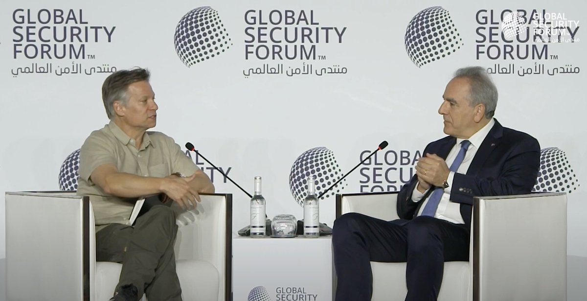GSECForum's tweet image. 🎥 At #GSF2025 | HIGH-LEVEL FIRESIDE CHAT: Dr. Thanos Dokos, National Security Adviser for the Hellenic Republic. Moderated by @RichardEngel, News Chief Foreign Correspondent, Host of MSNBC's "On Assignment with Richard Engel," @NBCNews.
Watch in full: ow.ly/Vspu50Wb1IO