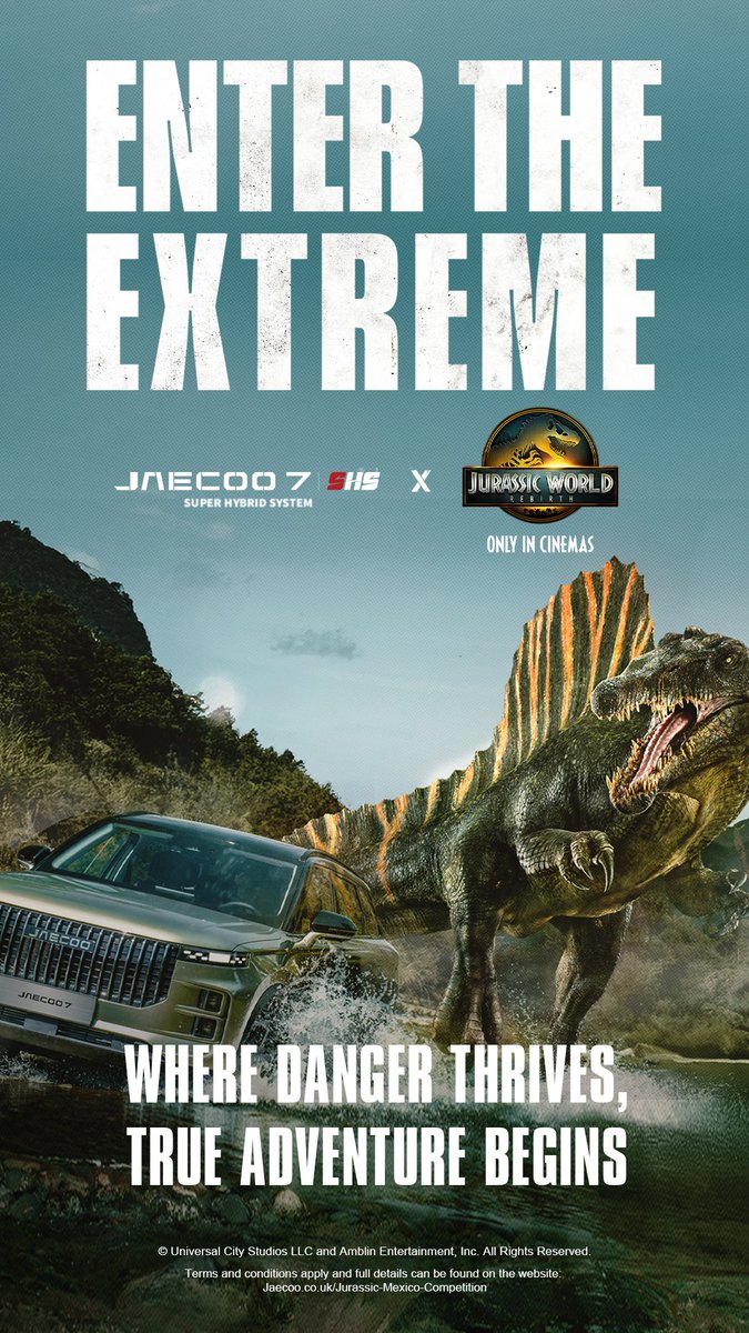RRG Group (@rrg_group) on Twitter photo Ready for a once‑in‑a‑lifetime adventure? Win a thrilling expedition across Mexico, as part of JAECOO’s partnership with Jurassic World: Rebirth!🌋
🎉 Enter by 11 August 2025 via the link below
👉 jaecoo.co.uk/Jurassic-Mexic… Ready for a once‑in‑a‑lifetime adventure? Win a thrilling expedition across Mexico, as part of JAECOO’s partnership with Jurassic World: Rebirth!🌋
🎉 Enter by 11 August 2025 via the link below
👉 jaecoo.co.uk/Jurassic-Mexic…