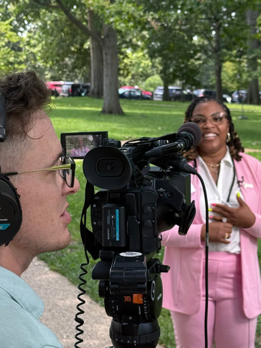 ANANursingWorld's tweet photo. @ANAPresident Jennifer Mensik Kennedy, Dr. Ahnyel Burkes of @LAStateNurses &amp; T.K. Curtis-Pugh of South Carolina Nurses Association discuss #ANAHillDay with local media on Capitol Hill! #NursesVote #ThePowerOfNurses https://t.co/XrByCXGRob
