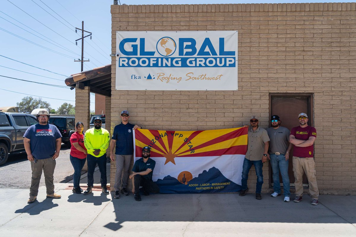 GlobalRSW's tweet photo. A 5-year VPP Star re-cert is no small feat—huge credit to RJ, the team, and GRG's safety-first culture. When admin &amp; field staff train equally, it shows. Proud to see GRG set the bar!  #grg #SafetyExcellence #globalroofinggroup https://t.co/sAWYjgMKm3
