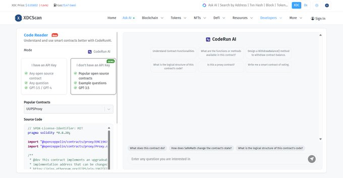 AliceAl41320985's tweet image. 🧠 Code smarter. Debug faster. Ask anything.
Say hello to CodeRun AI   your AI dev wingman on the #XDC chain ⚡
Built by @OpenScan_Ai, made for builders 🛠️
Try now 👉 xdcscan.io/AI

#CodeRunAI #XDCScan #XDC #SmartContracts #DeFi #Bitcoin #Solana #Ripple
@XDC_Network_