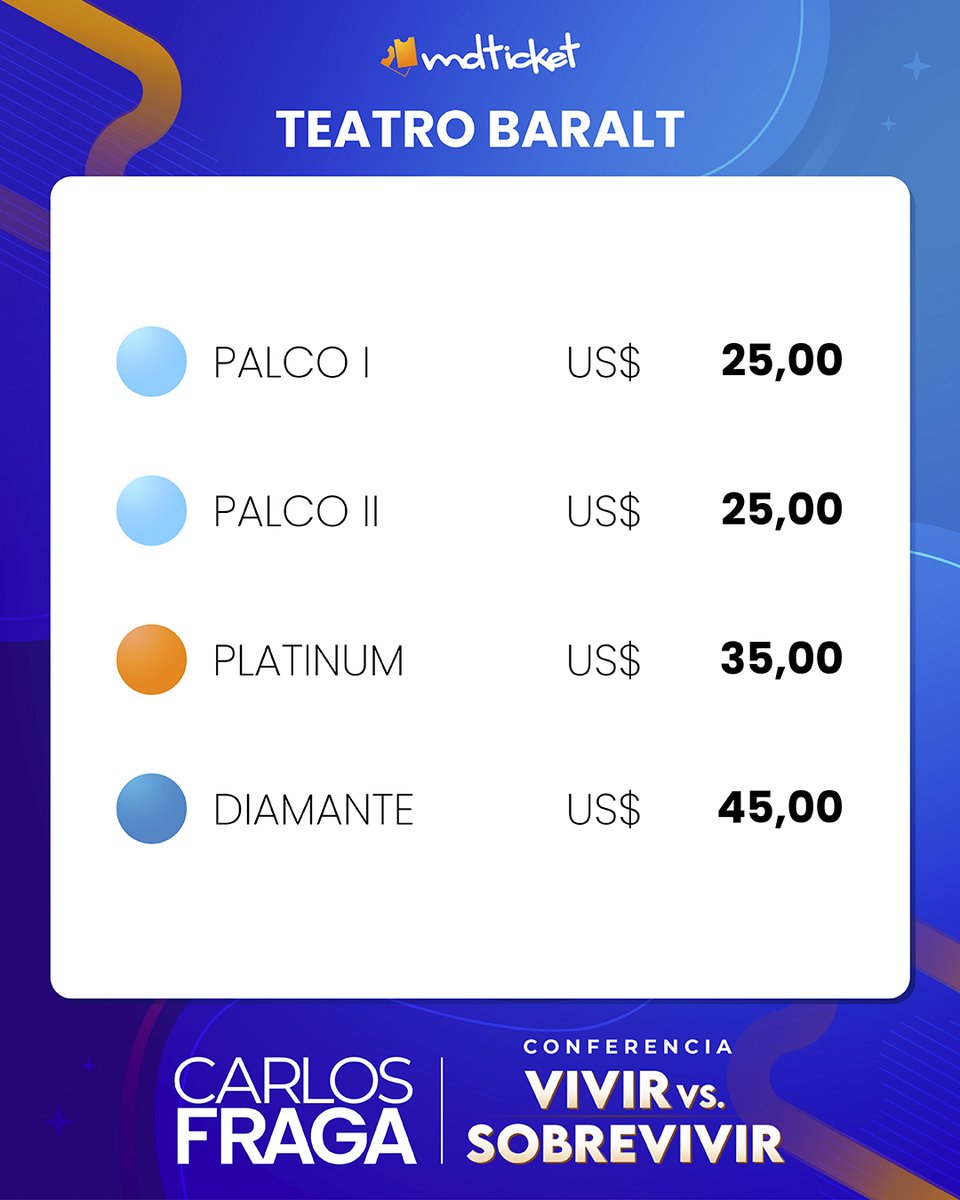 MD Ticket (@mdticket) on Twitter photo 📢 No te pierdas la conferencia "𝗩𝗜𝗩𝗜𝗥 𝗩𝘀. 𝗦𝗢𝗕𝗥𝗘𝗩𝗜𝗩𝗜𝗥" de Carlos Fraga <a href="/fragacarlos/">CARLOS FRAGA</a> 🎤
Reflexionemos juntos sobre el cambio y nuestra actitud ✨ Temas como: Noches oscuras del alma
Transforma tu perspectiva! #VivirVsSobrevivir #CarlosFraga @beatrizireneduque 📢 No te pierdas la conferencia "𝗩𝗜𝗩𝗜𝗥 𝗩𝘀. 𝗦𝗢𝗕𝗥𝗘𝗩𝗜𝗩𝗜𝗥" de Carlos Fraga <a href="/fragacarlos/">CARLOS FRAGA</a> 🎤
Reflexionemos juntos sobre el cambio y nuestra actitud ✨ Temas como: Noches oscuras del alma
Transforma tu perspectiva! #VivirVsSobrevivir #CarlosFraga @beatrizireneduque