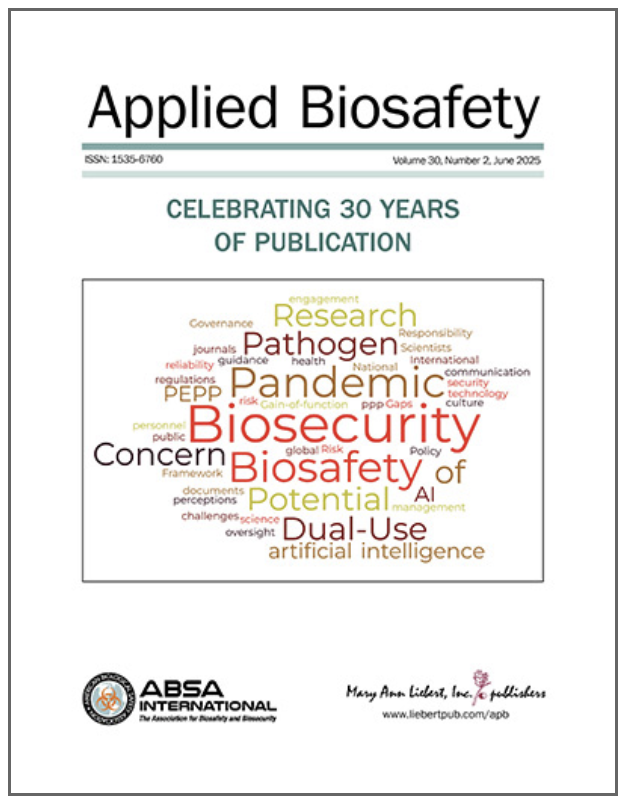 FilippaLentzos's tweet photo. So excited to share that our entire special issue of Applied Biosafety--focused on pathogens with enhanced pandemic potential (#PEPP) and dual-use research of concern (#DURC)--is finally out! It has been such a privilege to co-edit the volume. (1/9) https://t.co/ktialBu8fC