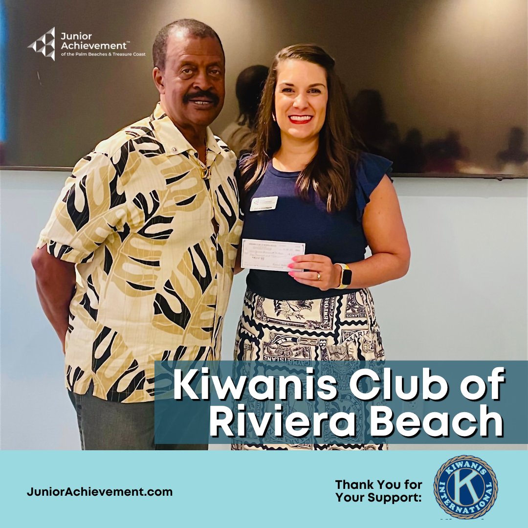 Junior Achievement - Palm Beaches & Treasure Coast (@jaofpbtc) on Twitter photo 🙌 Thank You, Kiwanis Club of Riviera Beach!
On behalf of Junior Achievement of the Palm Beaches & Treasure Coast, <a href="/EricaEggerman/">Erica Eggerman</a>, Director of Elementary Programs, proudly accepted a generous donation from the Kiwanis Club of Riviera Beach in support of JA. 🙌 Thank You, Kiwanis Club of Riviera Beach!
On behalf of Junior Achievement of the Palm Beaches & Treasure Coast, <a href="/EricaEggerman/">Erica Eggerman</a>, Director of Elementary Programs, proudly accepted a generous donation from the Kiwanis Club of Riviera Beach in support of JA.