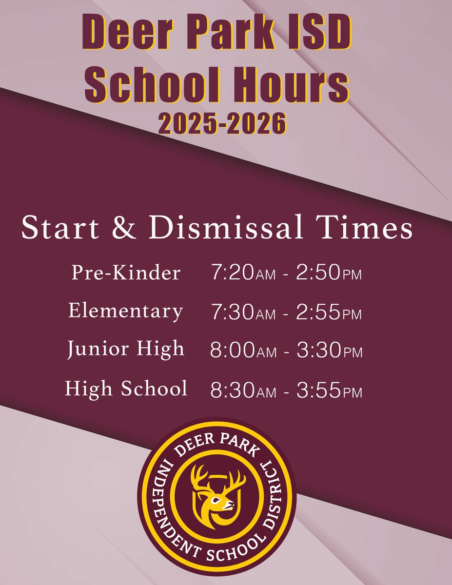 The first day of school for the 2025-26 school year is Wednesday, Aug. 13!  We look forward to our students returning to our schools!
Back-to-school information will be posted to the District website soon.
For new student registration details, go to: dpisd.org/newstudent.