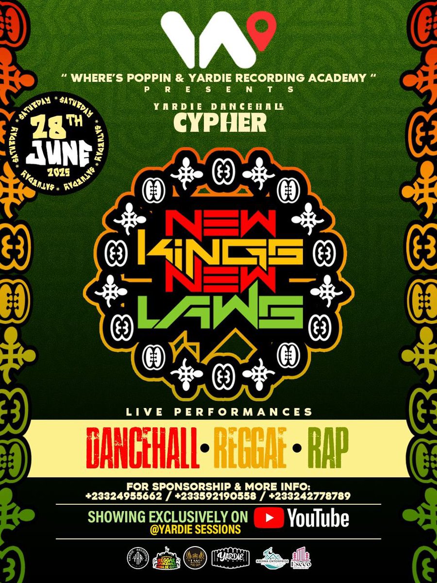 YardieRecAcadmy's tweet photo. Ghana Reggae Dancehall Summit
Saturday 28th June 2025
📍 Yardie Recording Academy, Kumasi
#JahLead #Kahpun #Jderobie #Genna
Watch: https://t.co/JWUiHV5wDm https://t.co/ig2TfgEUUH