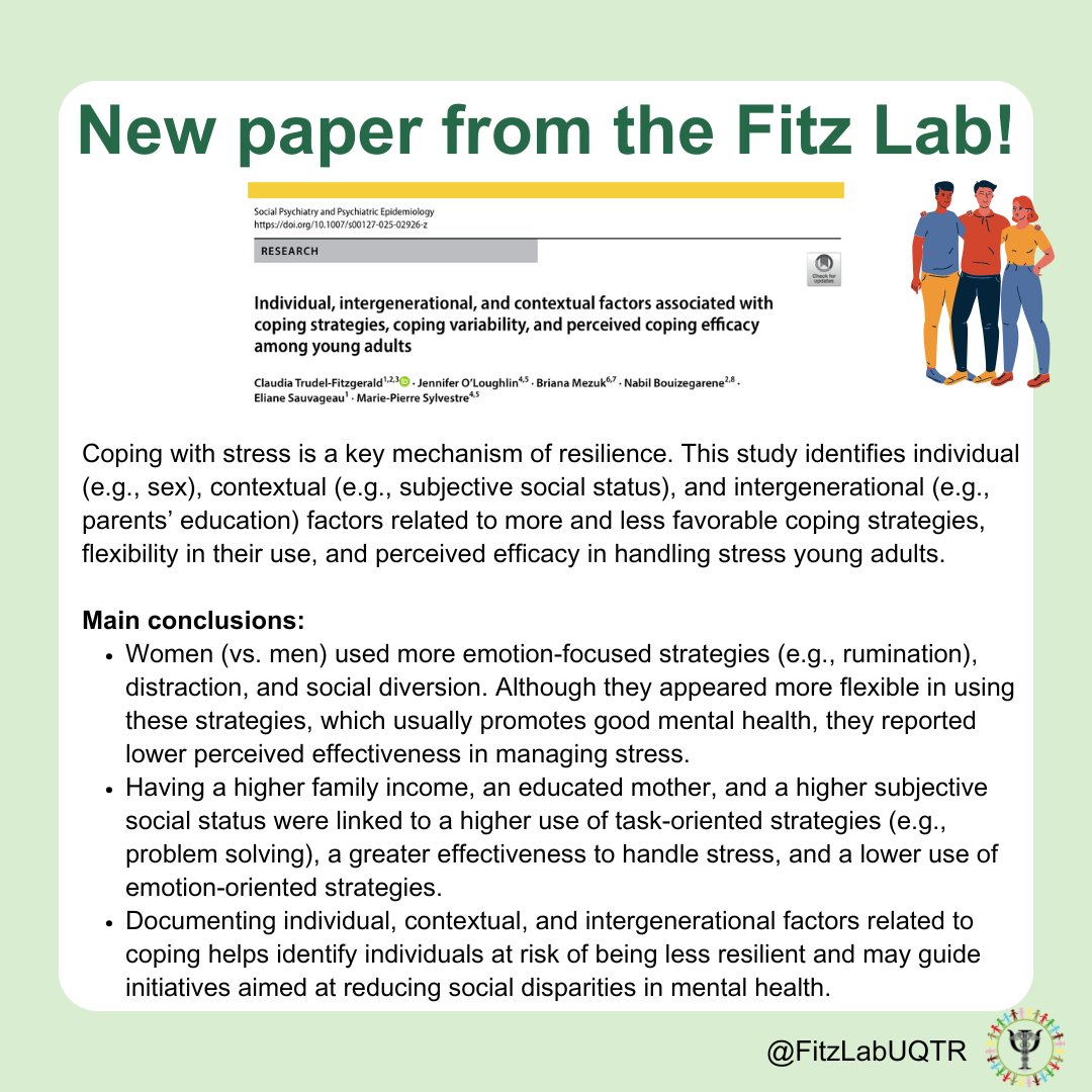 Fitz Lab (@fitzlabuqtr) on Twitter photo 📄🥳 We are very pleased to share the first article related to the SSHRC grant that aims to deepen our understanding of underlying mechanisms of resilience.
Enjoy!
doi.org/10.1007/s00127…
<a href="/SSHRC_CRSH/">SSHRC</a>
<a href="/sppejournal/">Social Psychiatry and Psychiatric Epidemiology</a>
<a href="/UQTR/">UQTR</a>
<a href="/HarvardCenterHH/">Harvard Center for Health and Happiness</a>
<a href="/MIWI_Training/">MIWI</a>
<a href="/fiusmm/">Fondation IUSMM</a>
<a href="/precrisa/">Réseau PRÉCRISA</a> 📄🥳 We are very pleased to share the first article related to the SSHRC grant that aims to deepen our understanding of underlying mechanisms of resilience.
Enjoy!
doi.org/10.1007/s00127…
<a href="/SSHRC_CRSH/">SSHRC</a>
<a href="/sppejournal/">Social Psychiatry and Psychiatric Epidemiology</a>
<a href="/UQTR/">UQTR</a>
<a href="/HarvardCenterHH/">Harvard Center for Health and Happiness</a>
<a href="/MIWI_Training/">MIWI</a>
<a href="/fiusmm/">Fondation IUSMM</a>
<a href="/precrisa/">Réseau PRÉCRISA</a>