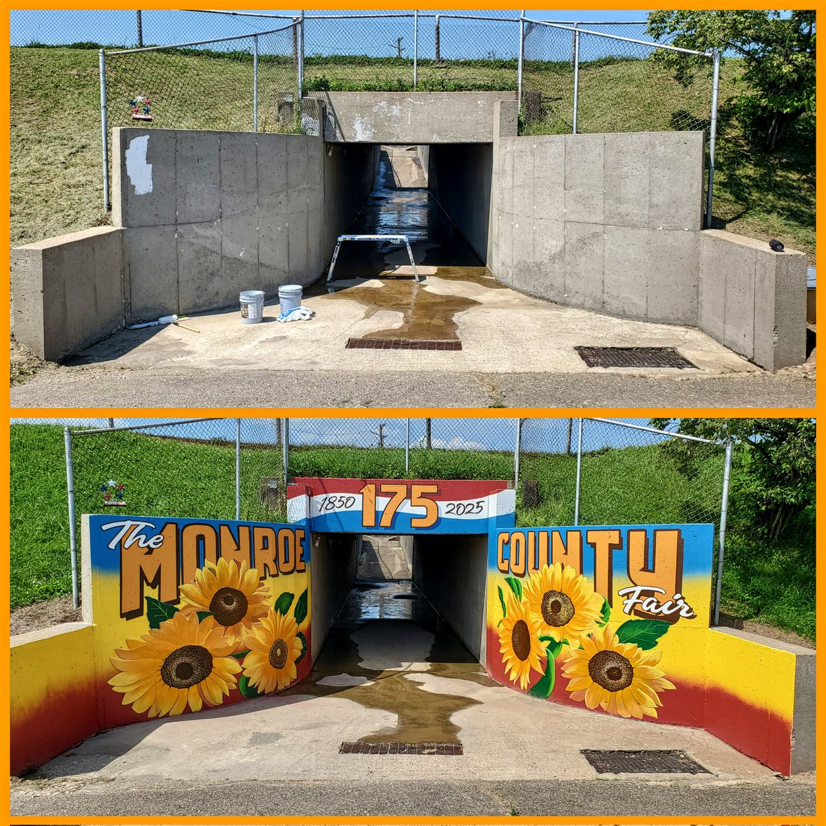 barnartist's tweet photo. Before and after, the track tunnel at the Monroe County fairgrounds! https://t.co/24p11cwLgP
