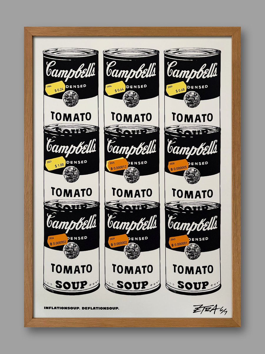 zetra_art's tweet image. SOLD OUT!💥No more available on @scarcedotcity, but one more to collect via private sale. Please DM if you are interested in INFLATIONSOUP. DEFLATIONSOUP. (7/7). Fine Art Print on Hahnemühle Paper. 15.53x23.38 in.💥