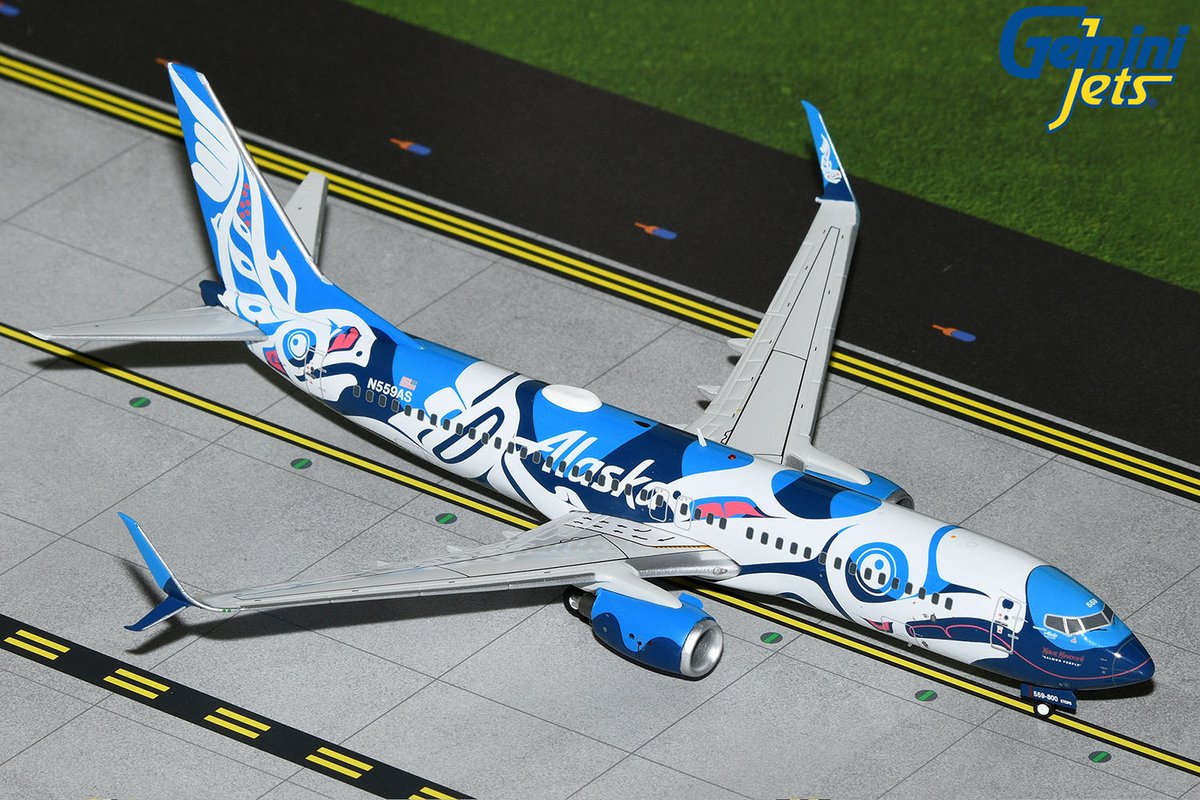 GO FISH! Coming soon, more Gemini200 1:200-scale Alaska Airlines B737-800S N559AS “Xáat Kwáani”/”Salmon People,” item G2ASA1246. Pre-order yours now from a GeminiJets retailer. See the list at geminijets.com/retailers ✈  #GeminiJets  #Gemini200 #AlaskaAirlines #Alaska #salmon