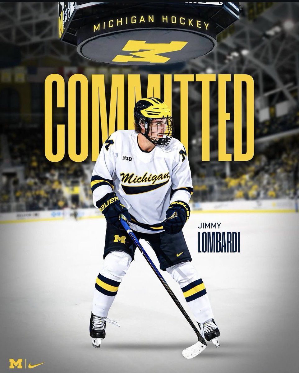 🚨BREAKING🚨 2007-born 4⭐️ forward Jimmy Lombardi has committed to Michigan! The Ontario native had 45 points in 63 games for the Flint Firebirds last season. 

He’s expected to suit up for the Wolverines starting in 2026-27.