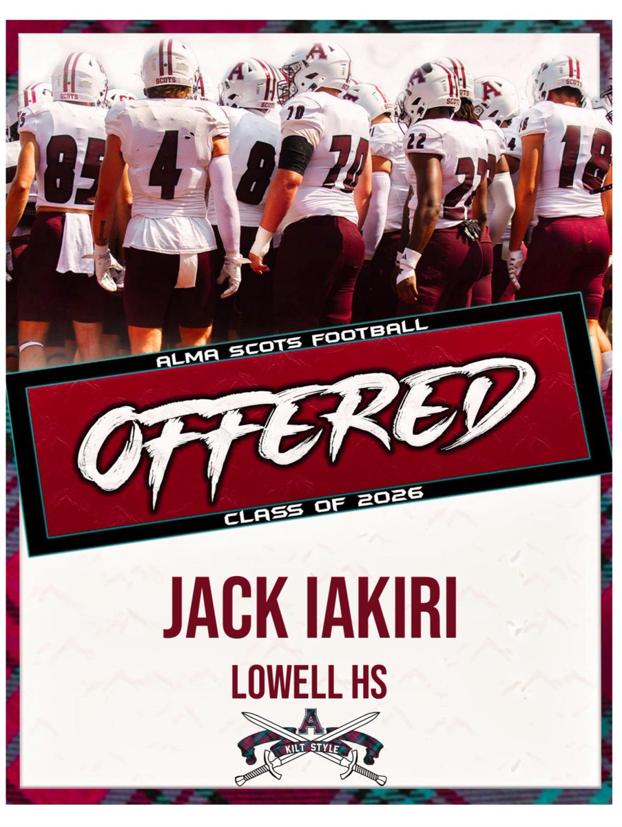Jack Iakiri (@iakirijack) on Twitter photo After a great camp and call with <a href="/AlmaCoachCole/">Scotty Cole</a> i’m blessed to receive an offer from Alma!
<a href="/CoachCouchAlma/">Jason Couch</a> <a href="/CoachP_Alma/">Jason Polmanteer</a>
<a href="/CoachJPhill71/">Justin Phillips</a> <a href="/JMHenige/">J Henige</a> After a great camp and call with <a href="/AlmaCoachCole/">Scotty Cole</a> i’m blessed to receive an offer from Alma!
<a href="/CoachCouchAlma/">Jason Couch</a> <a href="/CoachP_Alma/">Jason Polmanteer</a>
<a href="/CoachJPhill71/">Justin Phillips</a> <a href="/JMHenige/">J Henige</a>