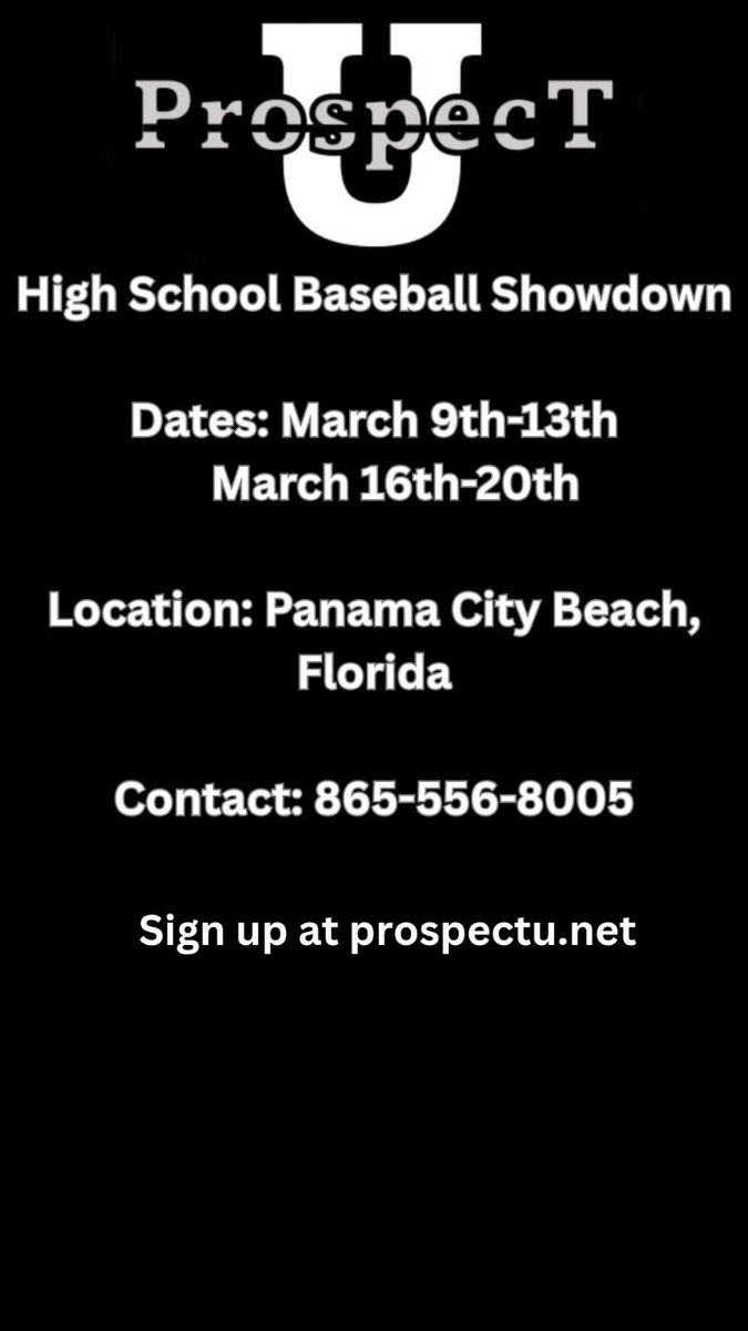 ProspectU (@u_prospect) on Twitter photo High School Spring Break Tournament ⬇️⬇️ <a href="/FHSAA/">FHSAA</a> <a href="/AHSAAUpdates/">AHSAA</a> <a href="/tssaa_baseball/">TSSAA Baseball</a> <a href="/TBCAorg/">Tennessee Baseball Coaches Association</a> High School Spring Break Tournament ⬇️⬇️ <a href="/FHSAA/">FHSAA</a> <a href="/AHSAAUpdates/">AHSAA</a> <a href="/tssaa_baseball/">TSSAA Baseball</a> <a href="/TBCAorg/">Tennessee Baseball Coaches Association</a>