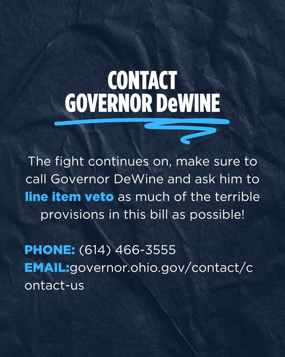 RepPhilRobinson's tweet image. Budgets are a choice! The governing Majority made a lot of bad choices with this budget that will hurt Ohioans.
The fight continues on. Make sure to call Governor DeWine!
PHONE: (614) 466-3555
EMAIL: governor.ohio.gov/contact