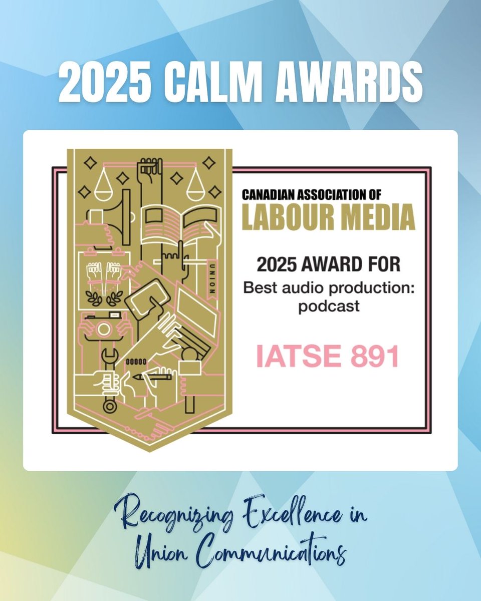 CanLabourMedia's tweet image. Congratulations to @IATSE891 for winning this year&apos;s Best Audio Production: Podcast Award!

Have a listen: audioboom.com/posts/8582156-…