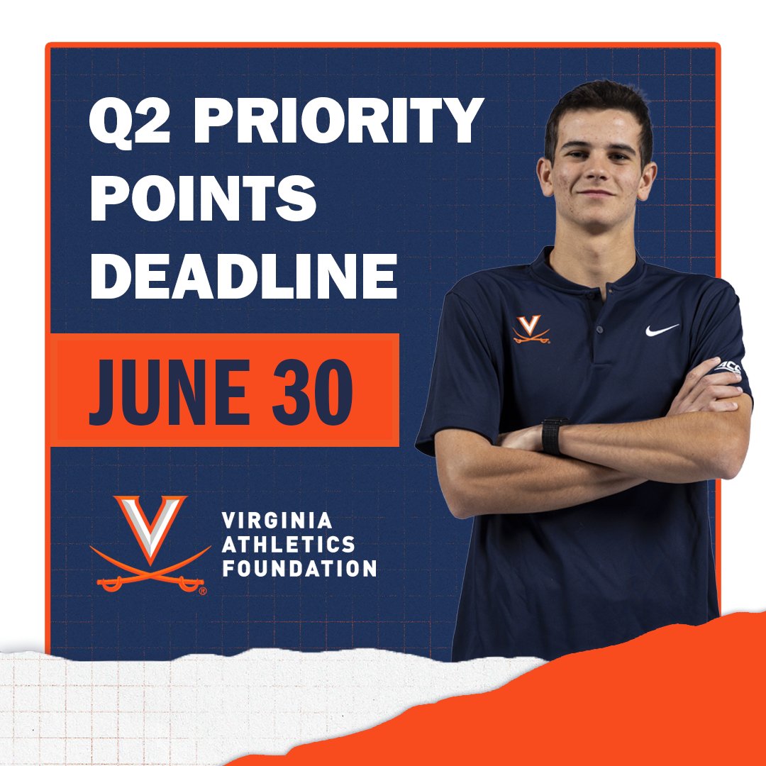 Virginia Athletics Foundation (@uva_vaf) on Twitter photo The Q2 Priority Point deadline is around the corner! Make your 2025 Annual Fund gift by June 30 and receive bonus Priority Points 🔶⚔️🔷
bit.ly/AF25linktree The Q2 Priority Point deadline is around the corner! Make your 2025 Annual Fund gift by June 30 and receive bonus Priority Points 🔶⚔️🔷
bit.ly/AF25linktree