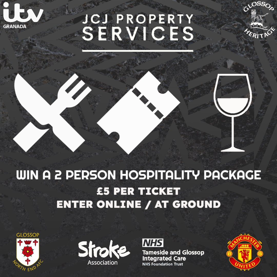 🎟️£5 Raffle! 
Win a 2-person hospitality package for the Man Utd Legends (12 July) thanks to JCJ Property Services

🎫Enter online or at our 2 home friendlies next week
💻tinyurl.com/5a3ramcn 
🎯Draw: Sat 5 July

Proceeds to Stroke Society &amp; Tameside Ward 45 Therapy Team💜🏥