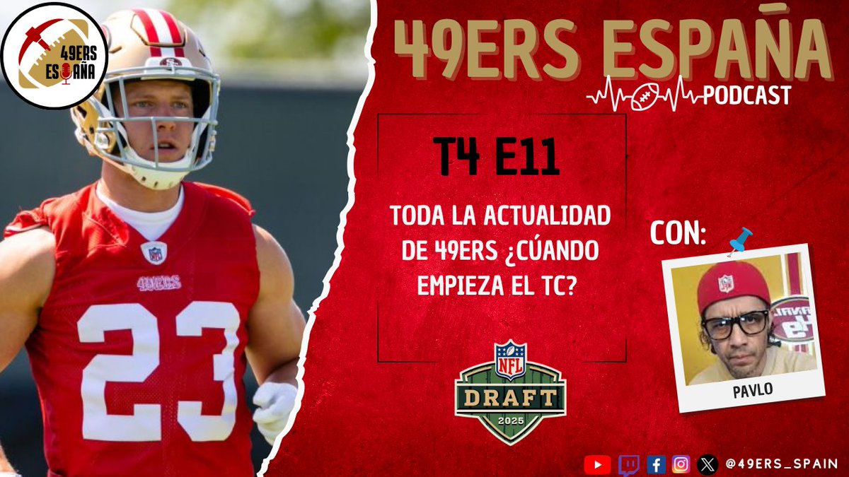 🎙️49ers España 𝗣𝗼𝗱𝗰𝗮𝘀𝘁🎙️ 
📽️ T4 E11
📆 Jueves 26 de junio 
⌚22:00🇪🇦/14:00🇲🇽
📍#Youtube ⤵️
youtube.com/live/N5-RrgcKO…
📍#Twitch ⤵️
twitch.tv/49ers_spain

Se acerca el TC y llevamos un verano muy tranquilo 😍😍, qué siga así.

✅ Renovaciones 
❌ Hold outs

#49ersESP
