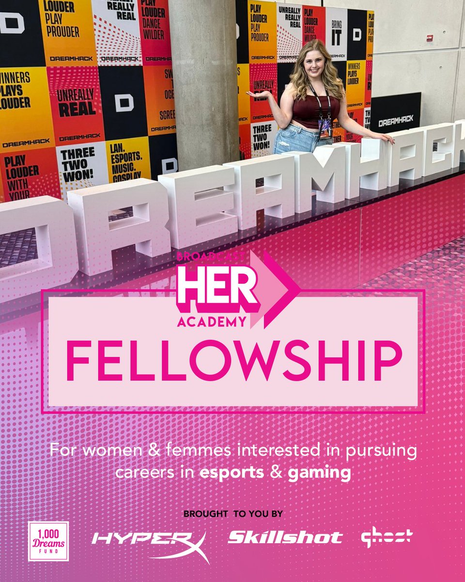 1,000 Dreams Fund (@1000dreamsfund) on Twitter photo WOW, the response to our #BroadcastHERAcademy has blown us away and thatβs why weβre so excited to extend the deadline for ONE MORE WEEK!
This fellowship program for women & femmes in esports and gaming (Powered By <a href="/HyperX/">HyperX</a> & <a href="/SkillshotMedia/">Skillshot Media</a>) offers our recipients an all-expense WOW, the response to our #BroadcastHERAcademy has blown us away and thatβs why weβre so excited to extend the deadline for ONE MORE WEEK!
This fellowship program for women & femmes in esports and gaming (Powered By <a href="/HyperX/">HyperX</a> & <a href="/SkillshotMedia/">Skillshot Media</a>) offers our recipients an all-expense