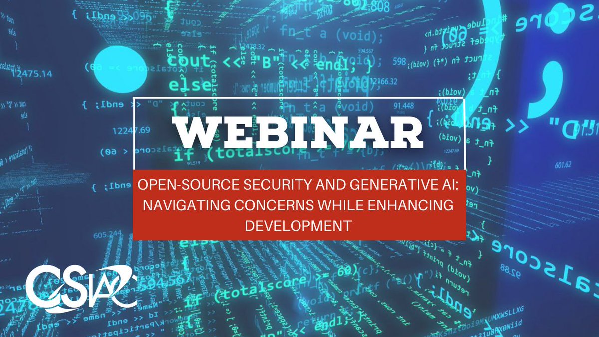 DoD_CSIAC's tweet image. 𝐎𝐩𝐞𝐧 𝐒𝐨𝐮𝐫𝐜𝐞 𝐒𝐞𝐜𝐮𝐫𝐢𝐭𝐲 𝐚𝐧𝐝 𝐆𝐞𝐧𝐞𝐫𝐚𝐭𝐢𝐯𝐞 𝐀𝐈
Check out this past featured webinar!
🔍 buff.ly/0BYZ88Q
#opensource #opensourcesoftware #opensourcesecurity #generativeai #genAI #AI #sourcecode #cybersecurity #ThrowbackThursday