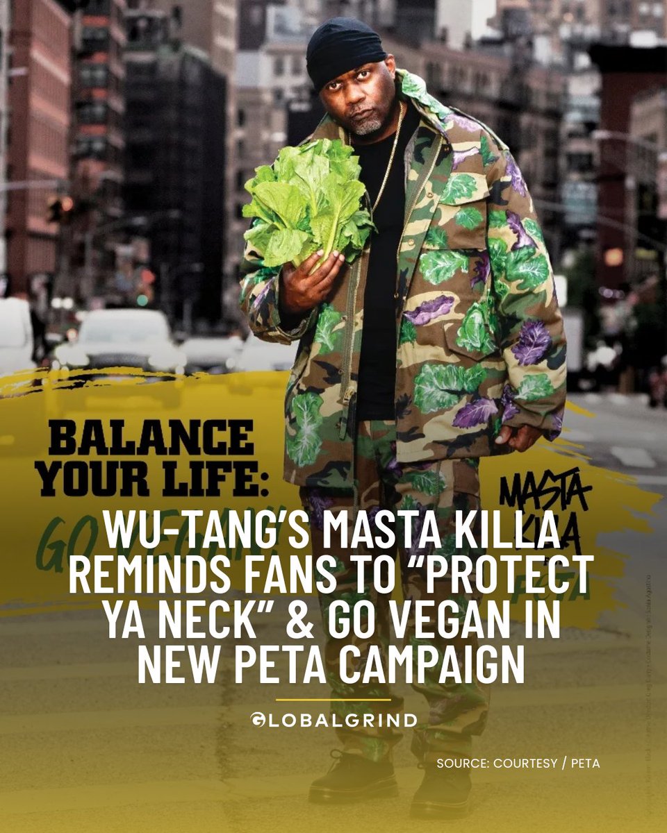 Wu-Tang Clan’s Masta Killa stars in a bold new PETA campaign, encouraging fans to try a plant-powered lifestyle and “Protect Ya Neck.” Read more and check out the campaign inside. bit.ly/441LwHd