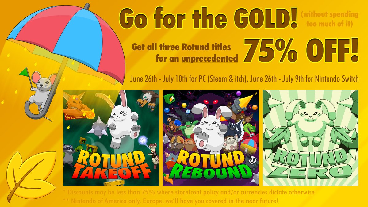 dahkucreations's tweet image. Our high-speed platforming adventure trilogy is on summer sale now with their lowest discounts yet (by far)!
#IndieGame #SteamSummerSale 
Nintendo Switch: nintendo.com/us/search/#q=r…
Steam: store.steampowered.com/franchise/rotu…
itch: itch.io/s/155745/rotun…