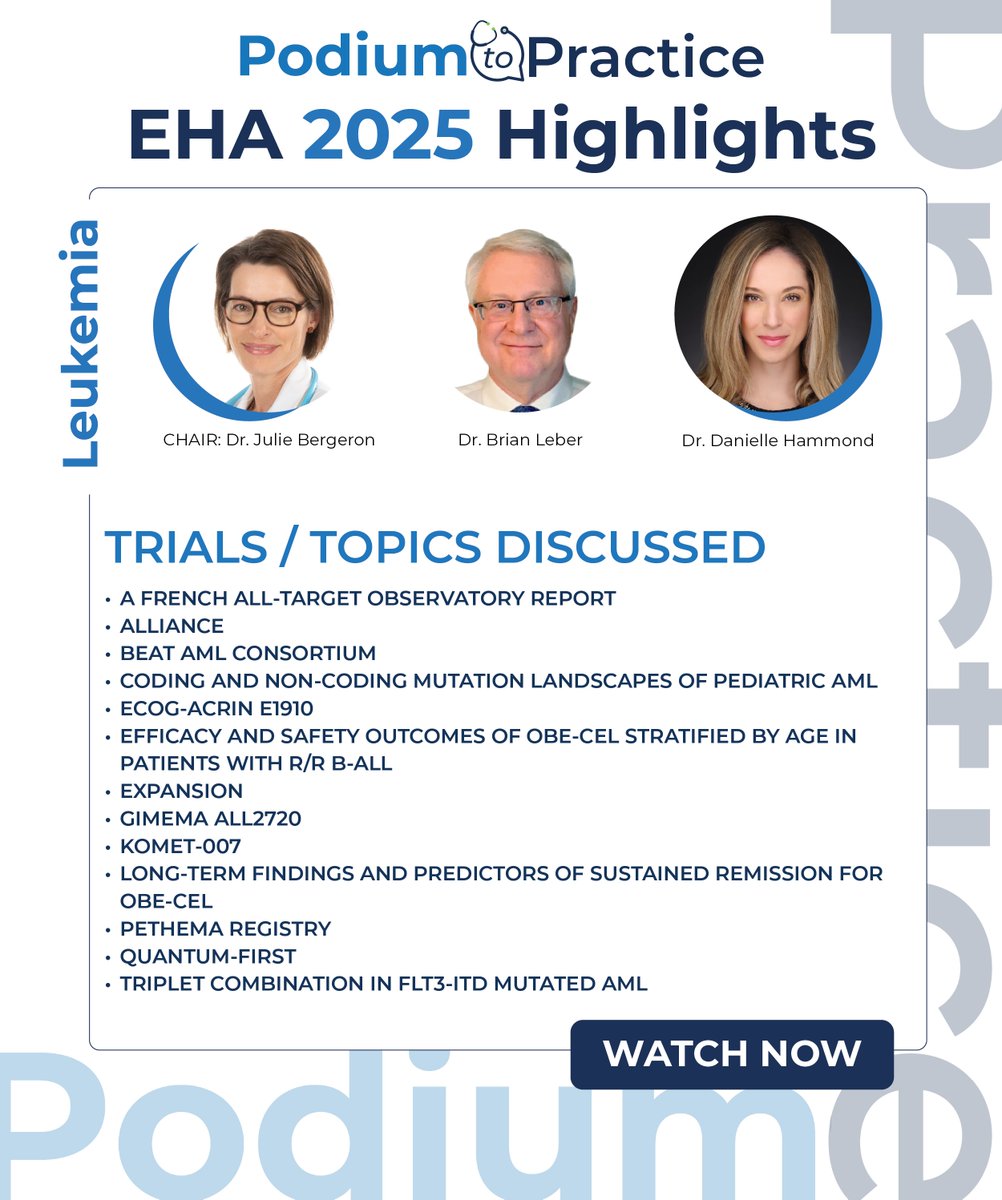 OncEd's tweet image. Get a review of the top #leukemia updates from #EHA2025, direct from podium to practice.
Watch now: ow.ly/KOAb50WglAM