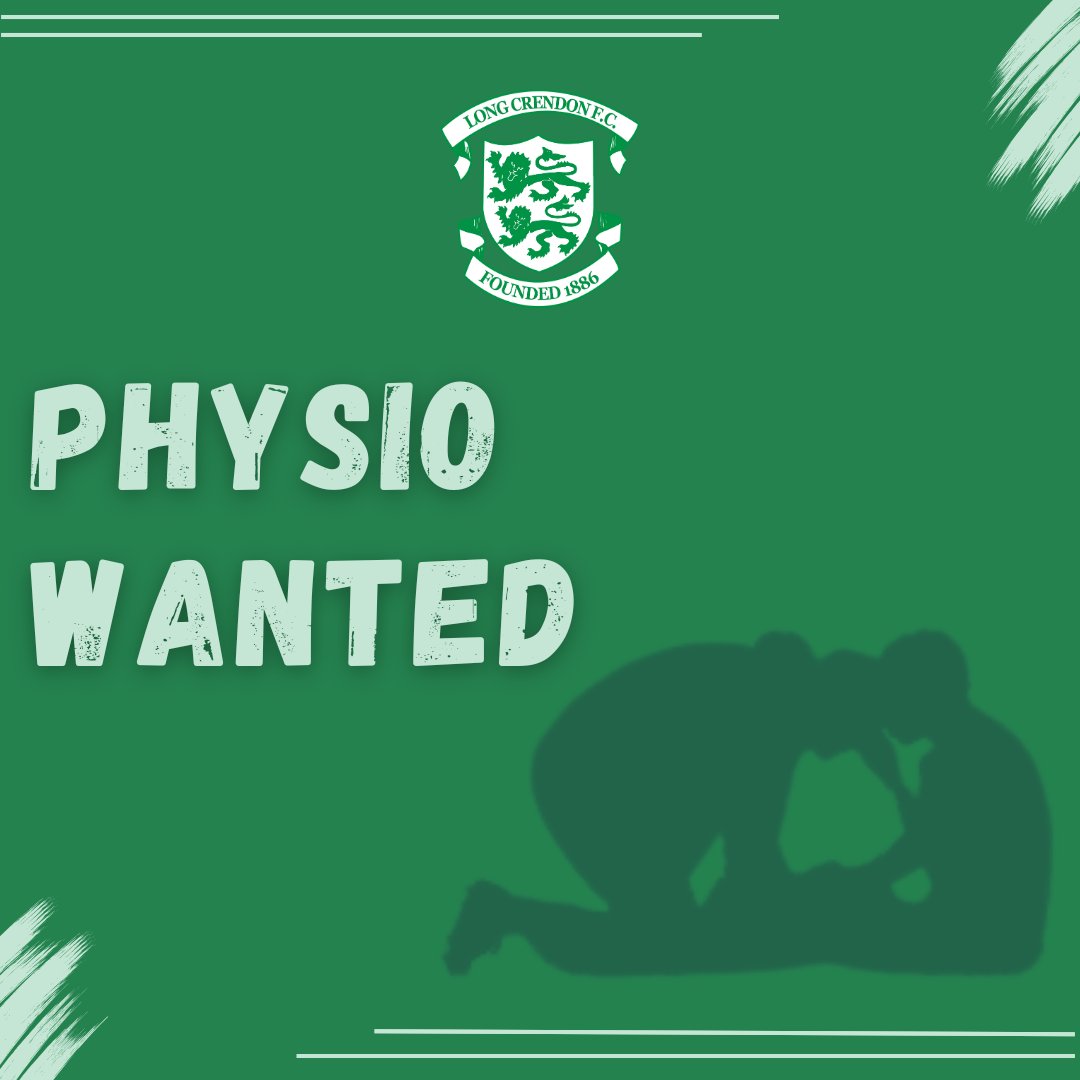 🚨Physio Wanted 🚑️

We're looking for a physio to join our First Team this season. Ideally you'd attend all Saturday games, home &amp; away, but we're happy to discuss personal availability with applicants. 

If you're interested, or want more information, please get in touch! 💚