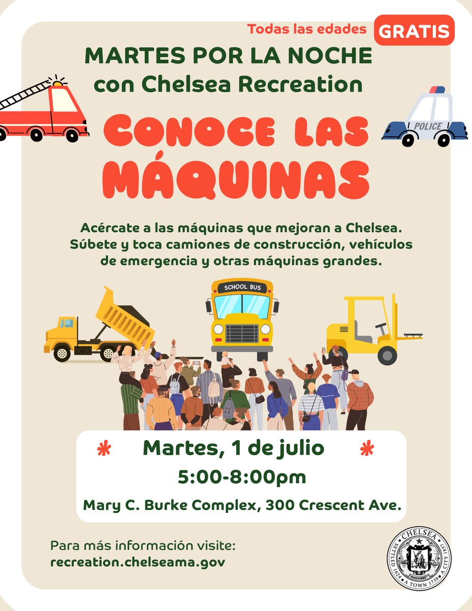Tomorrow at the Mary C. Burke Complex with the Chelsea Recreation Department!