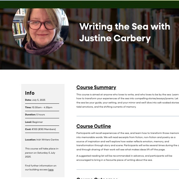 Justine Carbery (@justinecarbery) on Twitter photo Do you like writing? And do you like the sea? Last few spots available, so reserve your place now. #creativewriting #memoir <a href="/IrishWritersCtr/">Irish Writers Centre</a> Do you like writing? And do you like the sea? Last few spots available, so reserve your place now. #creativewriting #memoir <a href="/IrishWritersCtr/">Irish Writers Centre</a>