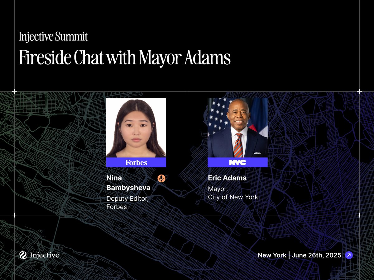 New York Mayor Eric Adams is now live on stage at the <a href="/injective/">Injective 🥷</a> Summit 🚨

Hear from the Mayor of New York (<a href="/NYCMayor/">Mayor Eric Adams</a>) about his thoughts on making NYC the crypto capital of the world and how Injective is leveling the playing field for all by creating a fairer and more