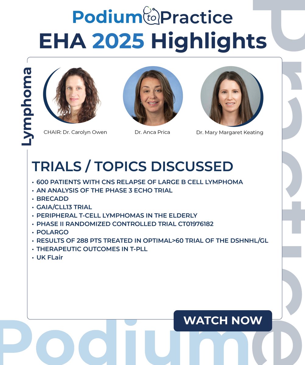 OncEd's tweet image. Watch as experts summarize top #lymphoma updates and breakthroughs from #EHA2025.
Watch now: ow.ly/KOAb50WglAM