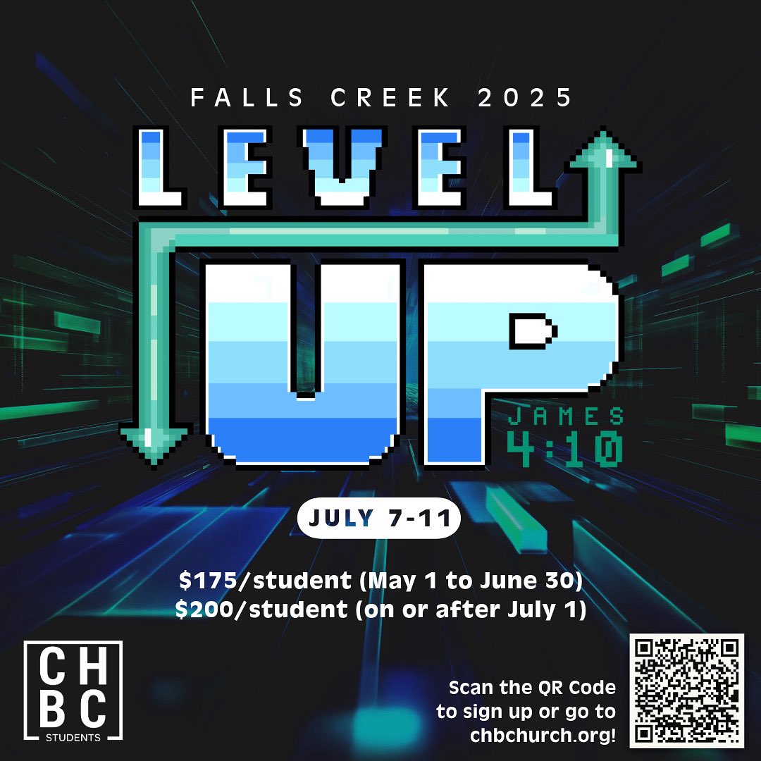 chbcokcstudents's tweet photo. If you haven’t signed up for Falls Creek there’s still time to take advantage of the early registration discount! The cost is only $175/student! The price will increase to $200/student on July 1st. Sign up now!! #CHBCOKC 

🔗 https://t.co/TpIVREQZTg https://t.co/Peq8OO30jC