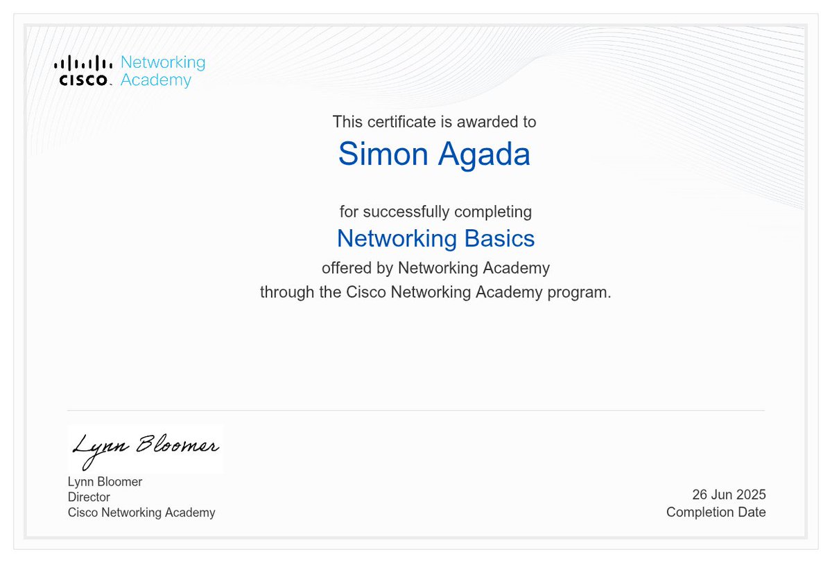 Networking Basics done ✅✅
A journey of one step at a time 🚶🏾‍♂️🚶🏾‍♂️🚶🏾‍♂️
Moving on to the next⏩⏩ 

<a href="/OnijeC/">Cisco Nerd</a> <a href="/ireteeh/">Dr Iretioluwa Akerele</a>