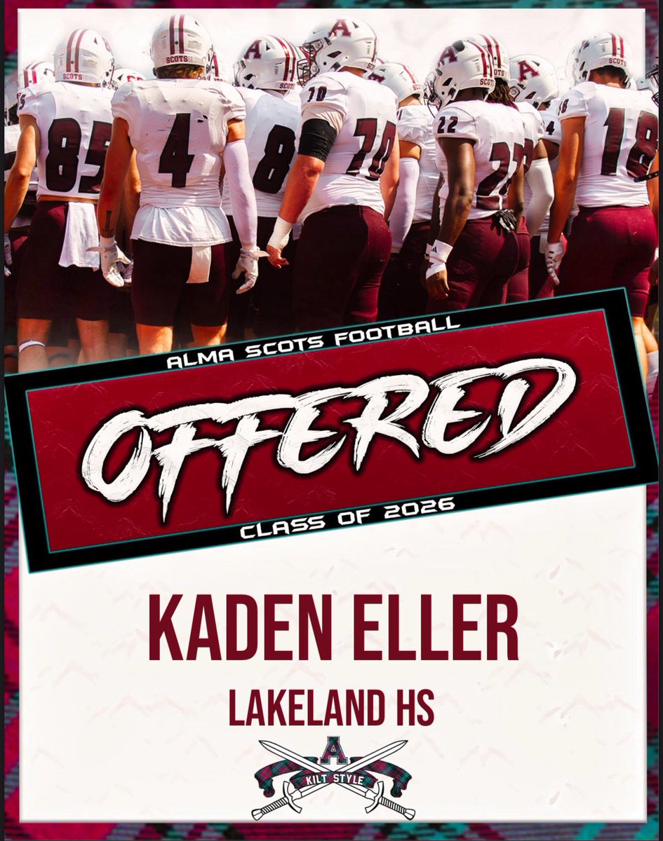 Kaden Eller (@kadeneller2) on Twitter photo After a great conversation with <a href="/Ryan_Ettinger1/">Ryan Ettinger</a> I am blessed to receive my second offer from <a href="/AlmaScotsFB/">Alma College Football</a>
<a href="/CoachNicles/">Steven Nicles</a> <a href="/loyzee53/">james loisel</a> After a great conversation with <a href="/Ryan_Ettinger1/">Ryan Ettinger</a> I am blessed to receive my second offer from <a href="/AlmaScotsFB/">Alma College Football</a>
<a href="/CoachNicles/">Steven Nicles</a> <a href="/loyzee53/">james loisel</a>