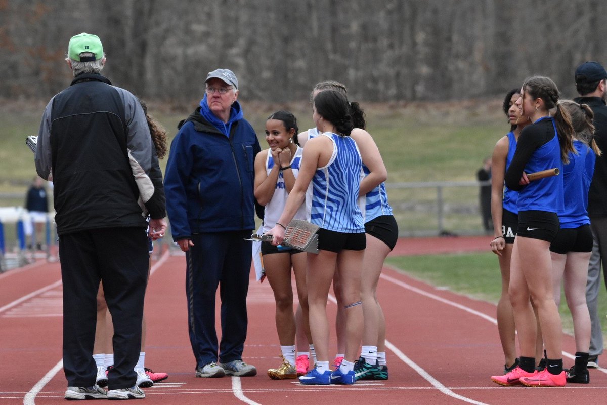 Reason #2,456 why we love high school sports: 
Beloved Coaches (and teachers!)

Longtime Lyman Memorial (Lebanon) track coach and 40-year teacher (CAD / Construction) George "Doc" Gray was away from the team this spring for medical reasons Away, but still included thanks to a