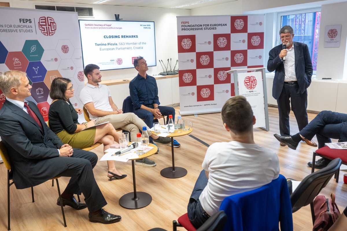 MEP Tonino Picula <a href="/TPicula/">Tonino Picula</a> <a href="/TheProgressives/">S&D Group</a>, Croatia closes the conference "Serbia's 'Journey of Hope'" at FEPSHQ

"I am absolutely sure about one thing. When Serbia enters the EU, it will look very different than it does now - as will the EU. It is impossible to go forward and