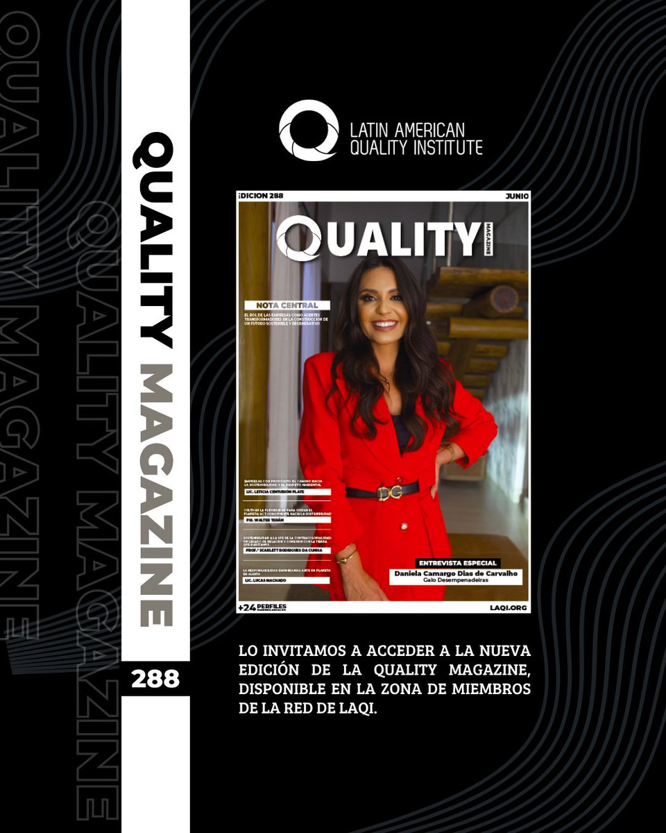 🚀 ¡Lanzamos la edición N.º 288 de la Quality Magazine — Especial Día Mundial del Medioambiente.
El conocimiento es la clave para liderar el futuro. ¡Ingresa ya a la Quality Magazine!